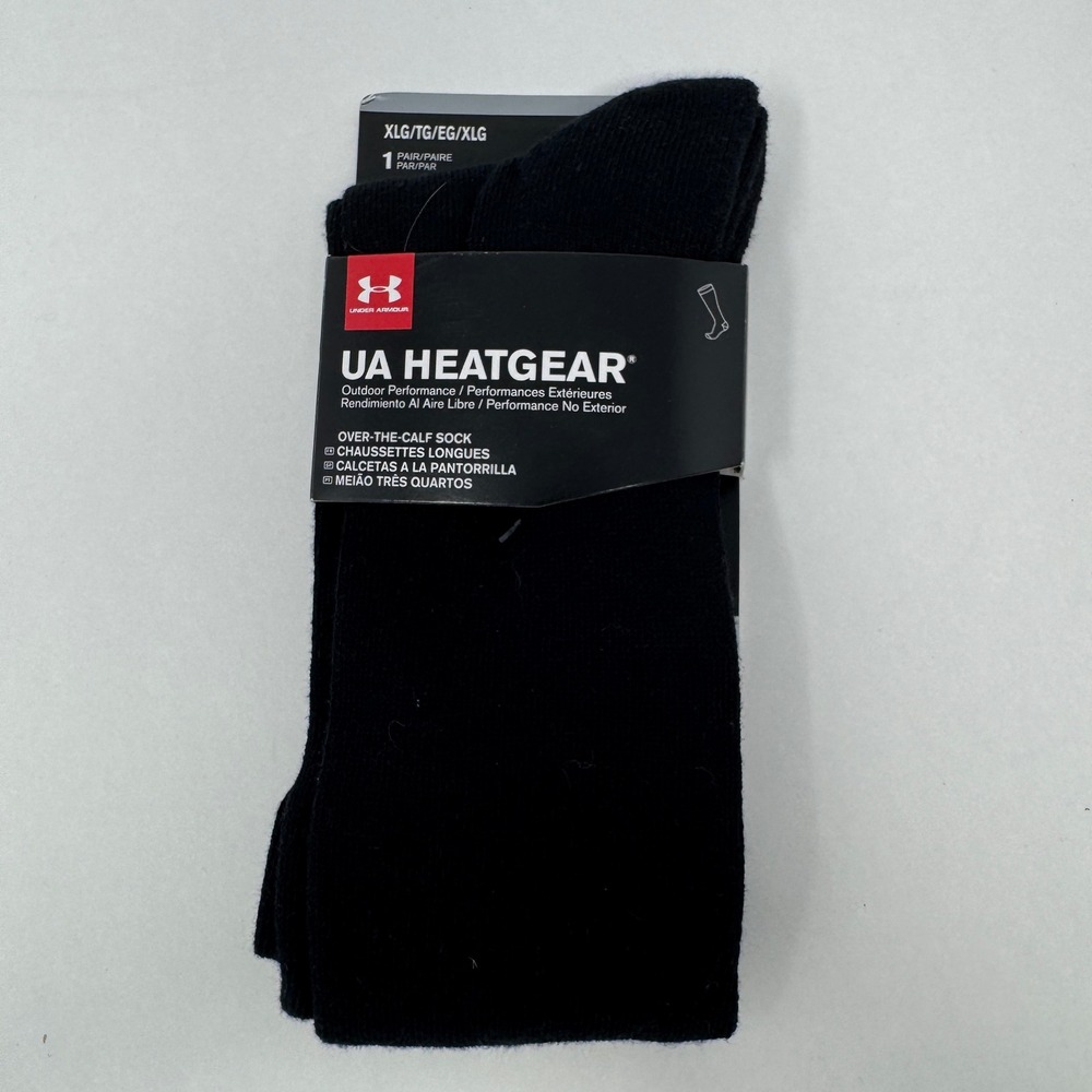 Under Armour UA Heatgear Men XL Over-the-Calf Socks Black‎ 1292915-001 NEW